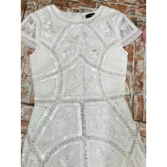 NWOT Lulus Spread Your Shine White Sequin Embroidered Bodycon Dress SZ XS Party - Picture 3 of 8